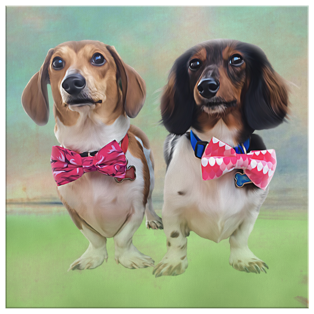 custom dog portrait of two